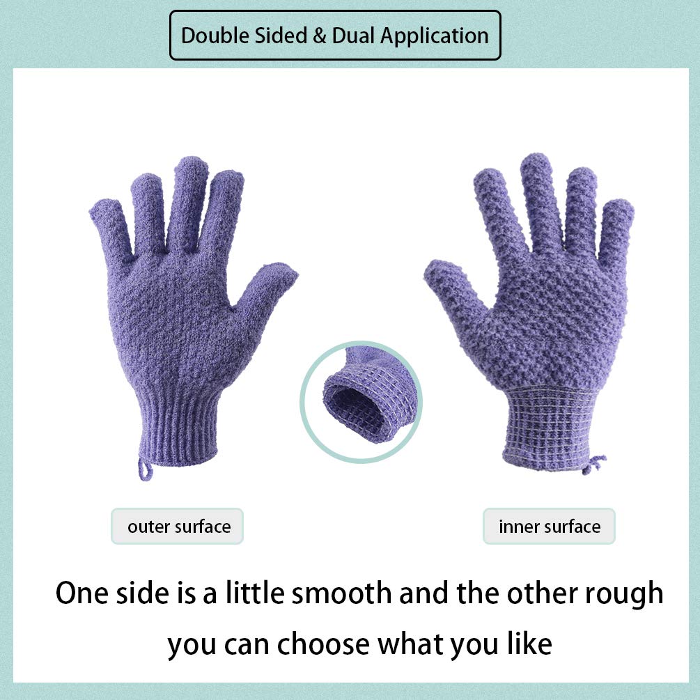 CAREHOOD Body Bath Exfoliating Gloves - Large Jacquard Deep Exfoliating Mitt for Shower, Body Scrub, Spa, Massage, Dead Skin Cell Remover with Hanging Loop (Exfoliating Gloves Rose and Green): Beauty
