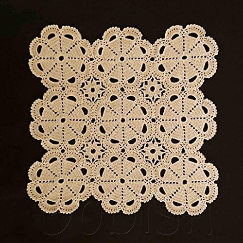 Handmade Crocheted Cream Color Square Doily Small Tablecloth Cream Doilies