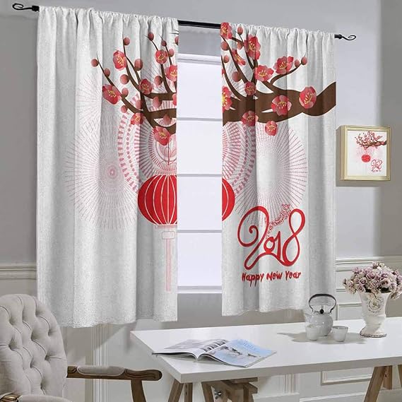 Amazon.com: hengshu Blackout-Curtains Chinese New YearBlossoming Cherry
