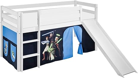 Jelle Lilo Kids Bed 90 X 190 Cm Star Wars The Clone Wars Bunk Bed White With Slide Curtain Amazon De Kuche Haushalt