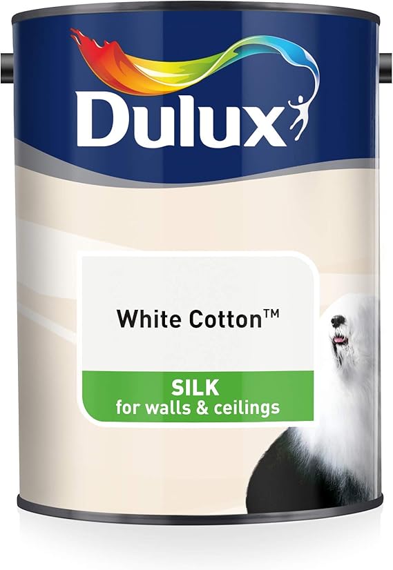 Dulux Silk Emulsion Paint For Walls And Ceilings White Cotton 5L