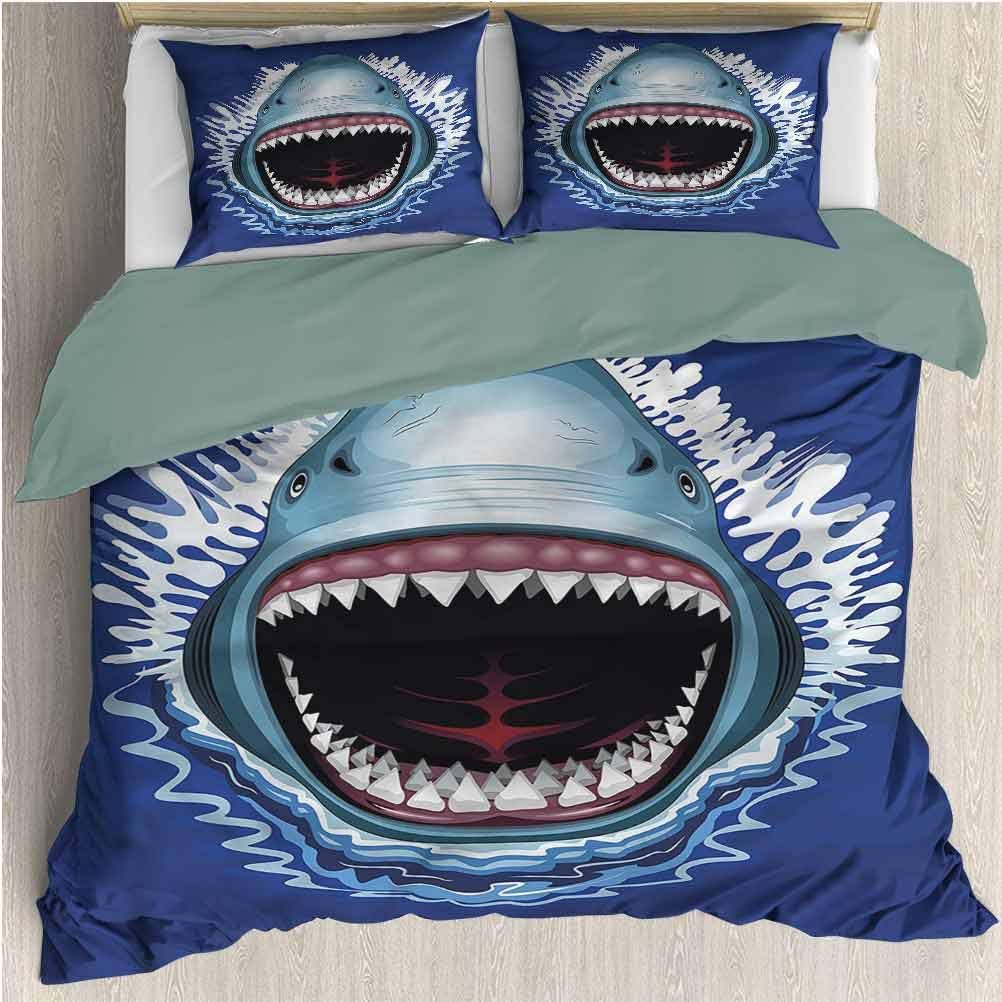 HELLOLEON Shark Extra Large Quilt Cover Attack Open Mouth Bite Can be Used as a Quilt Cover-Lightweight (Full)