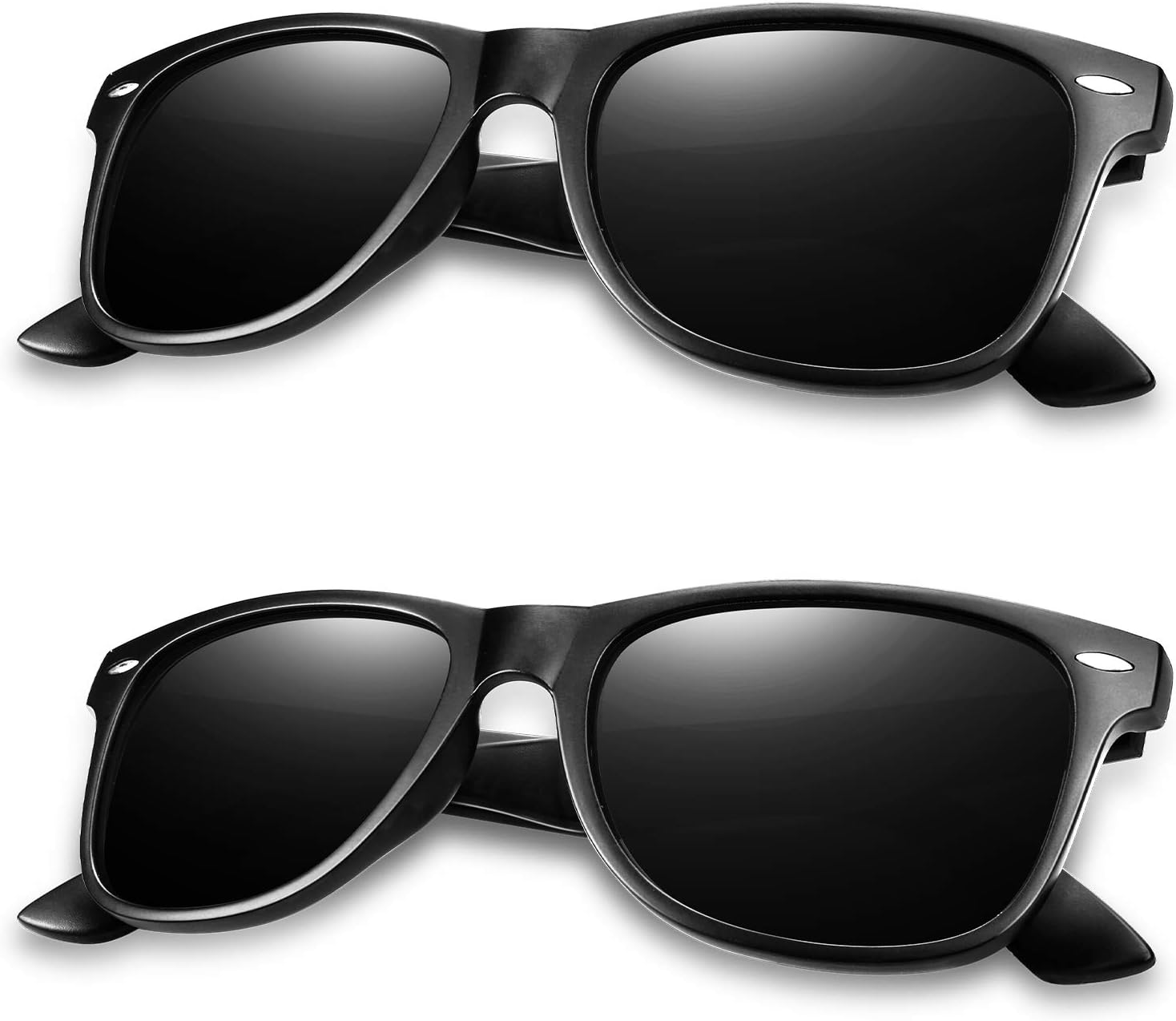 Polarized Sunglasses for Men Unisex 2pack - KEAKUO Polarized Sunglasses Men and Women Sunglasses K1911 (1- black-black)