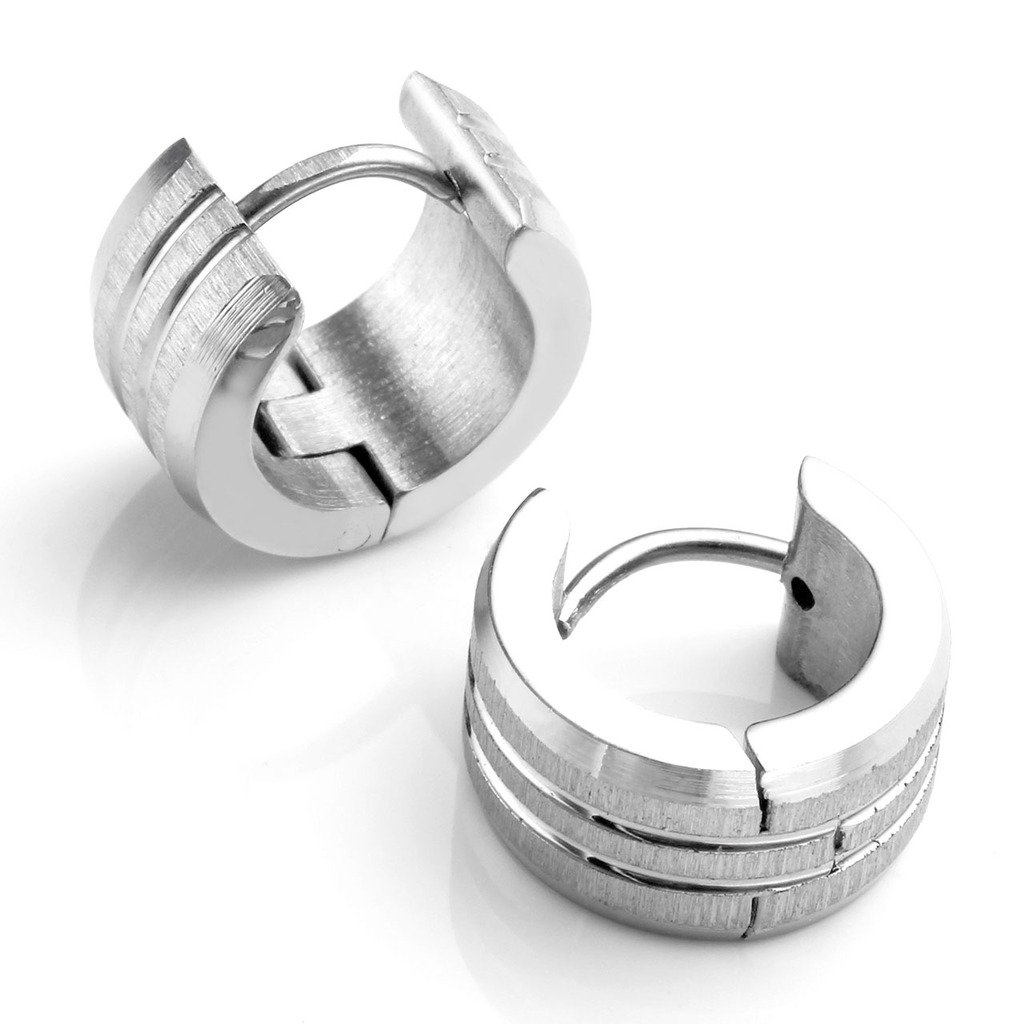 Zysta 4pcs Mens 18G Stainless Steel Silver, Gold, Unique Small Hoop Huggie Hinged Ear Stud, Hypoallergenic Snap Punk Earrings