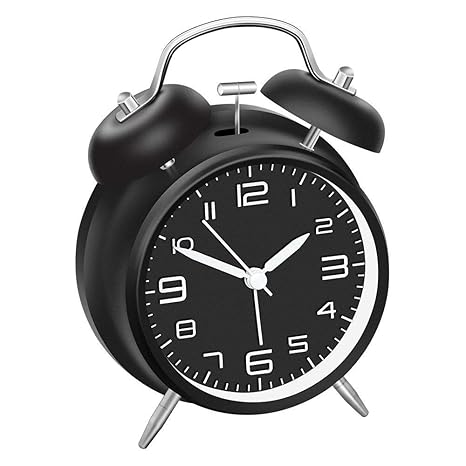 DreamSky Doppelglockenwecker mit Nachtlicht, Lauter Alarm, Wecker Analog mit großes Zifferblatt von 4 Zoll, kein Ticken, gerä