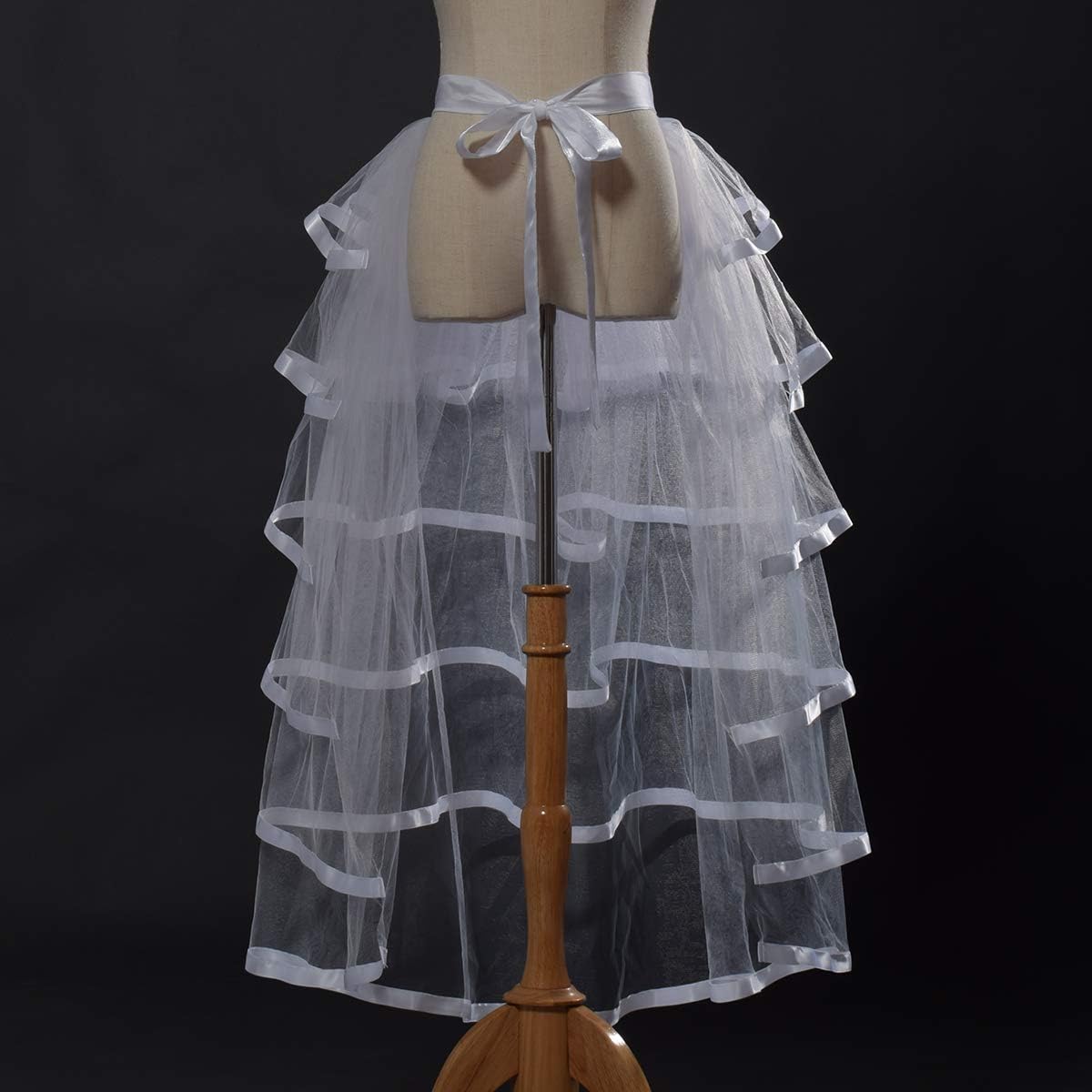 GRACEART Victorian Steampunk Tulle Bustle Vintage Tutu Belt Lace Underskirt Neo-Gothic Costume White - Image 3