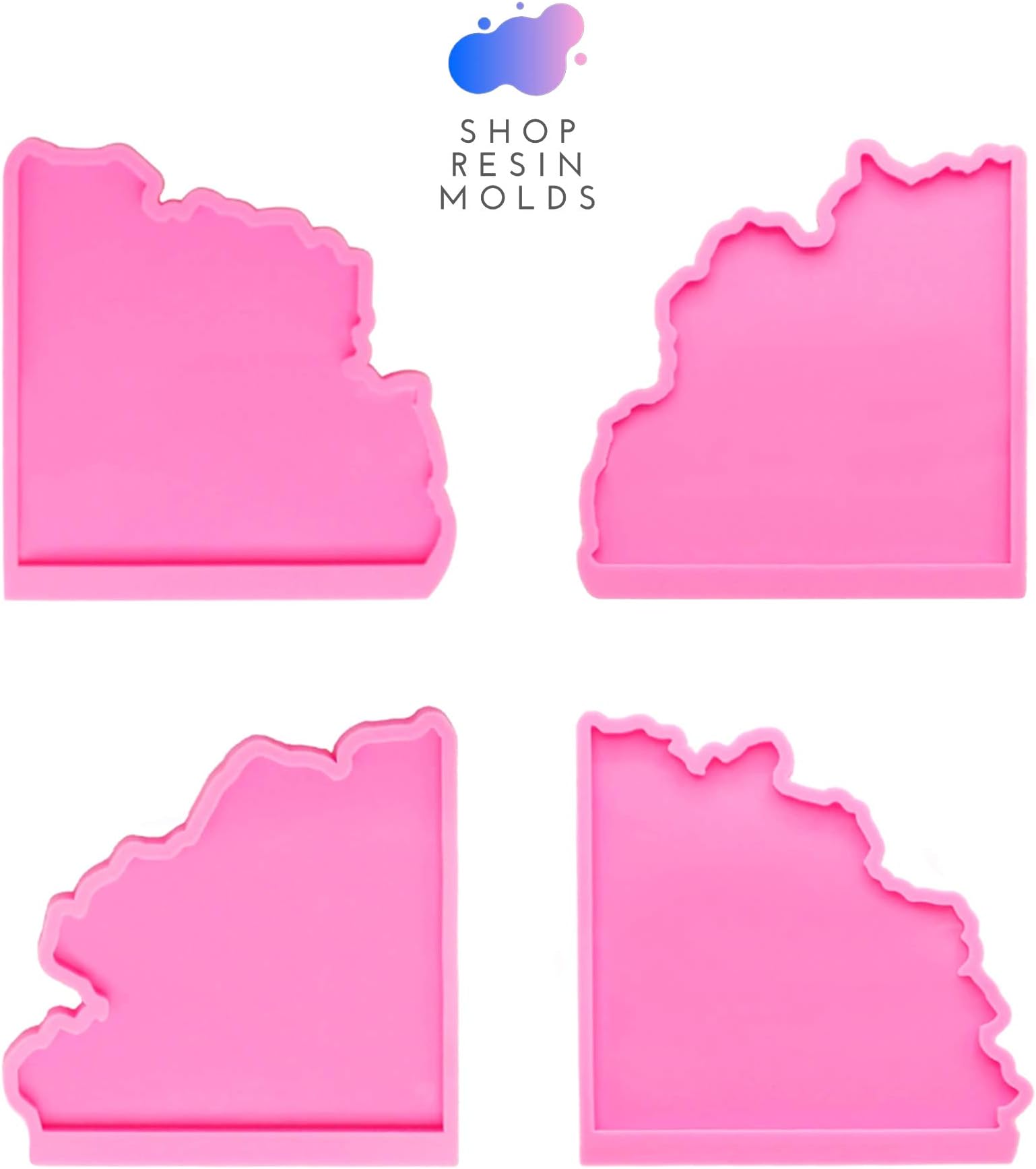 Resin Geode Agate Slice 4pc Coaster Mold Pink by SHOP RESIN MOLDS