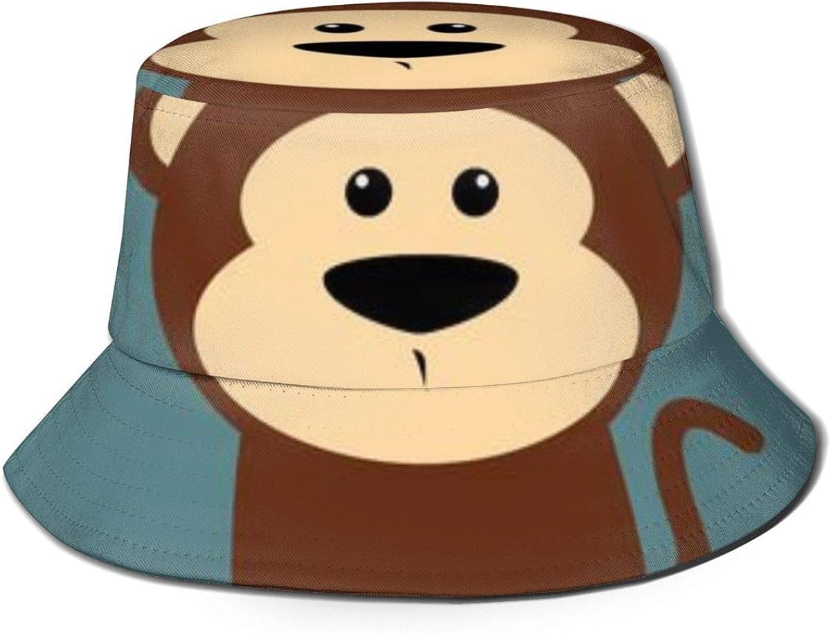 Xbkbhsm Bucket Hats Cute Monkey On A Special Unisex Fisherman Hat Sun