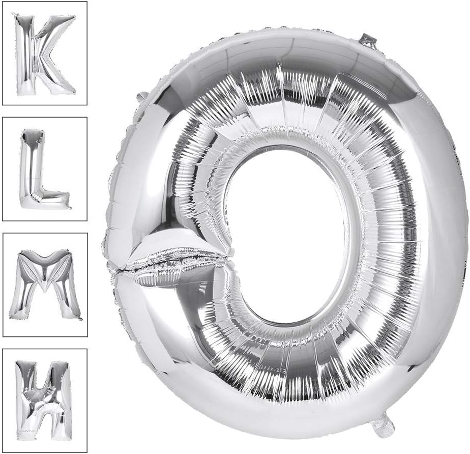 Lovne 40 Inch Jumbo Silver Alphabet O Balloon Giant Prom Balloons Helium Foil Mylar Huge Letter Balloons A to Z for Birthday Party Decorations Wedding Anniversary
