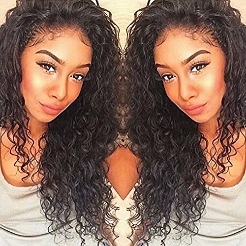 Top Quality Deep Curly Full Lace Wigs Human Hair with Baby Hair Mongolian Virgin Hair Glueless Human Hair Deep Wave Wigs Pre Plucked for black Women Natural Color Free Part 16Inch