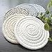 POPU Round Cotton Braided Table Place Mats Braided Coaster Non-Slip Placemats Table Mats Set of 5 for Cups Dining Kitchen Washable Small