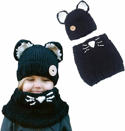 Daorier Bonnet Echarpe Cape Hiver Bonnet Echarpe En Laine Tricote En Forme Chat Pour Enfant Bebe Des Filles Garcons 1 Pcs Amazon Fr Cuisine Maison