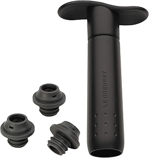 Le Creuset, Weinpumpen-Set mit dazupassenden Stöpseln, Weinkonservierung, Schwarz, WA 137