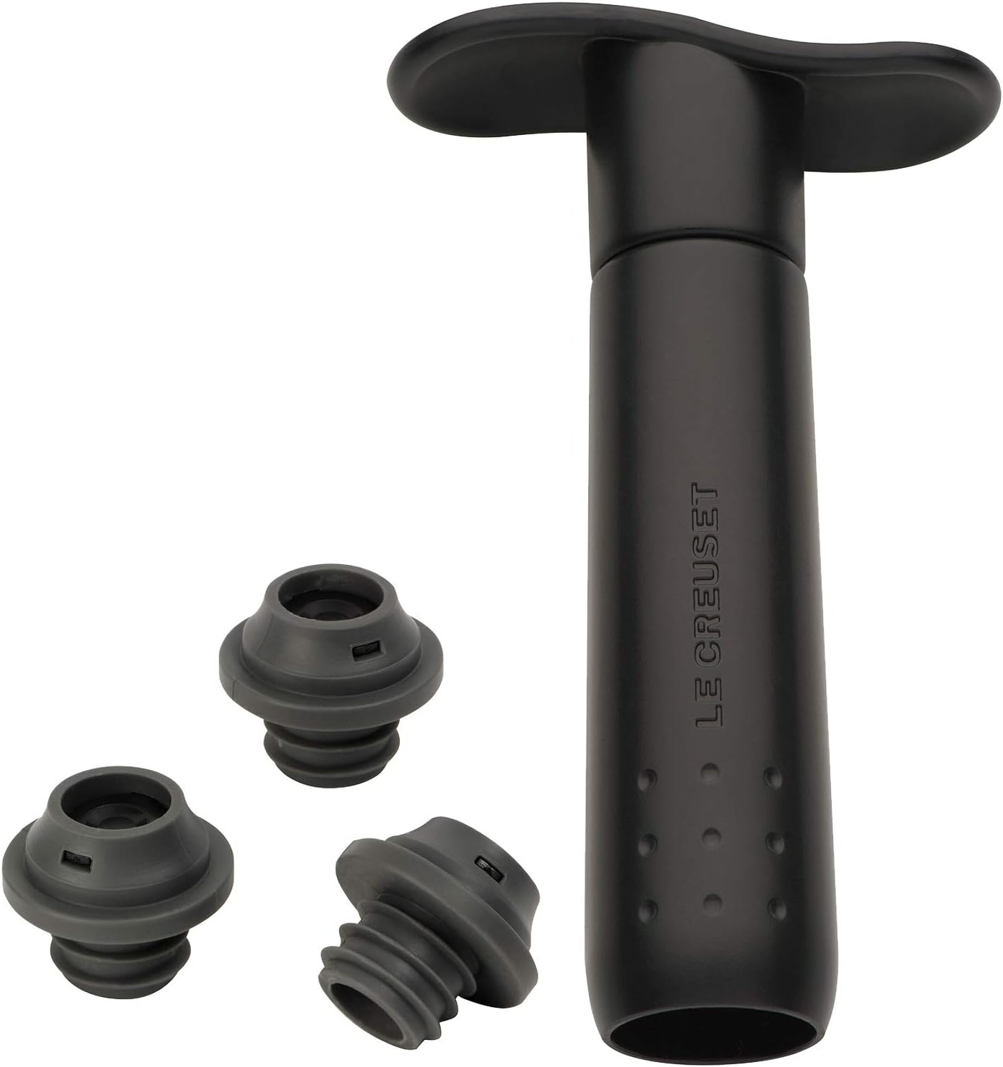 Le Creuset, Weinpumpen-Set mit dazupassenden Stöpseln, Weinkonservierung, Schwarz, WA 137