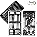 Manicure Pedicure Set, WLWQ 18 in 1 Stainless Steel Pedicure Kit Professional Nail Clippers Grooming Tools with Portable Leather Travel Case (Black)