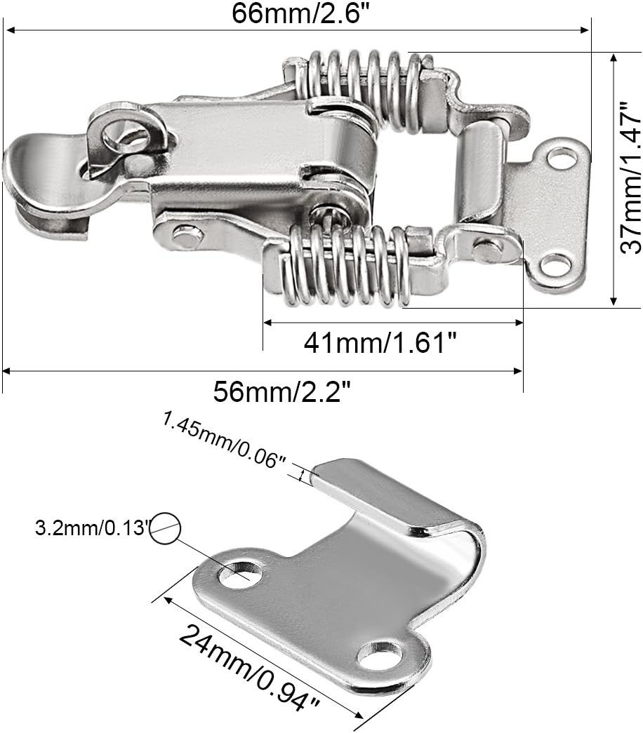 sourcing map DK012 Stainless Steel 304 Compression Spring Draw Toggle Latch Clamp, 66mm Long with Lock Hole, Pack of 8 - Image 5
