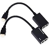 1080p HDMI Extender Receiver&Sender,30M Transmission Distance LAN Ethernet Balun Extender Repeater via Cat5e/6 Support (1PCS)