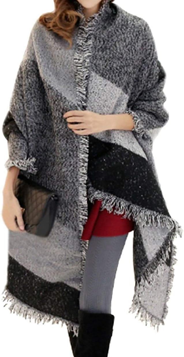 Mocasor Plaid Blanket Scarves for Women, Ladies Fashion Winter Warm Tartan d Long Checked Shawls and Wraps
