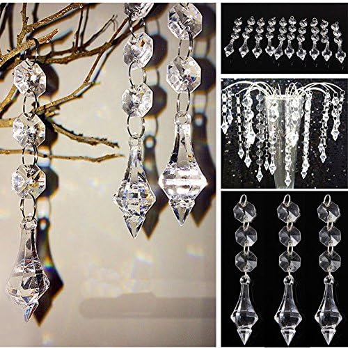 dreammadestudio Clear Acrlic Bead Garland Chandelier Wedding Christmas Party Hanging Pendant Decoration Centerpiece (10pcs of hanging strands)