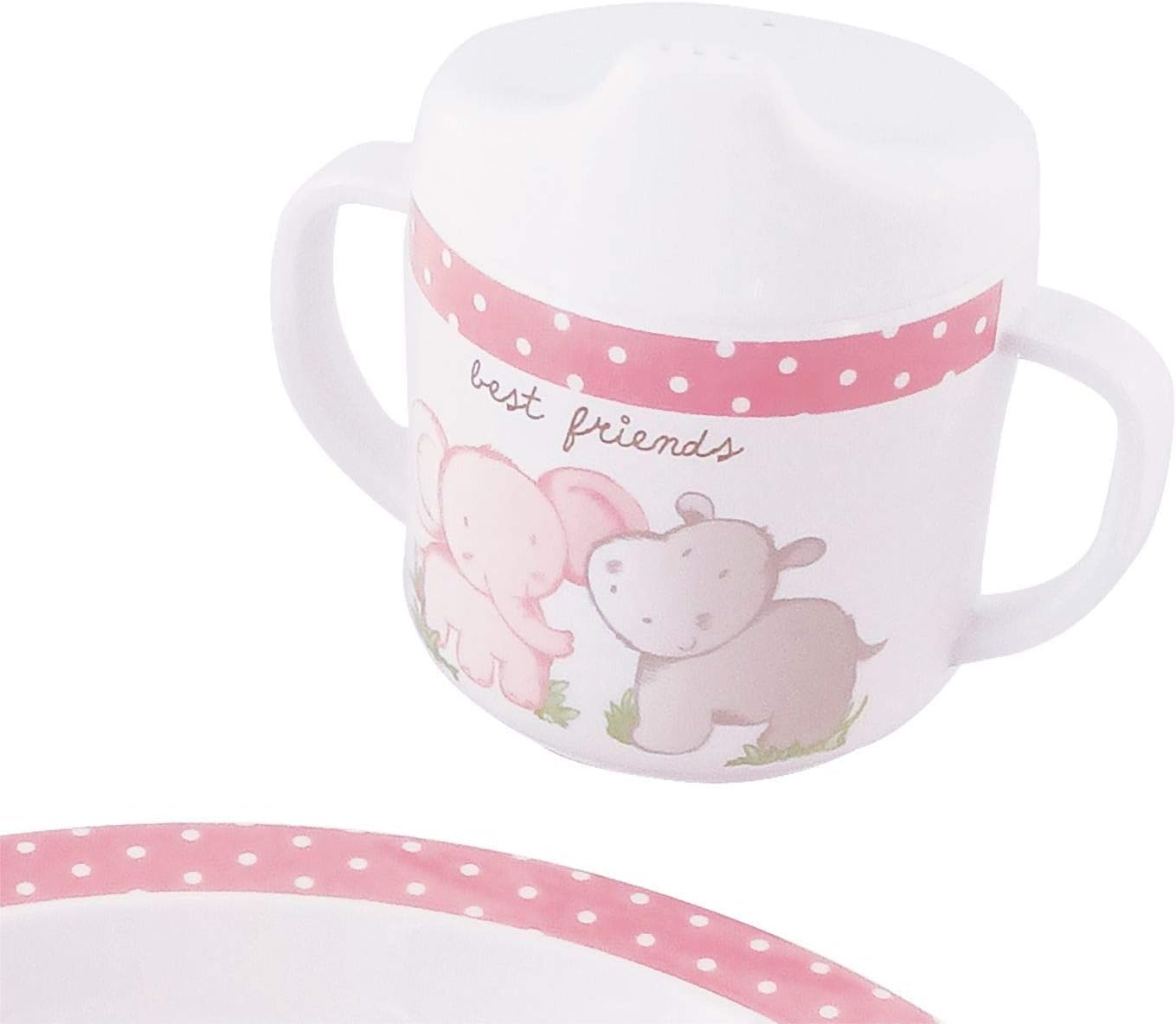 Bieco Baby Dinner Set including Animal Design, Rosa, 5 Stück (1er Pack) - Image 5