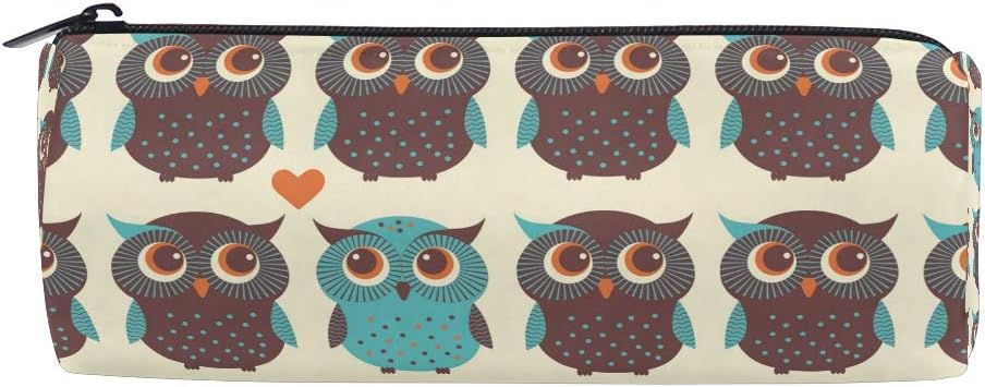 DEZIRO Cute Baby Owls Drum Students Stationery Pouch Zipper Bag