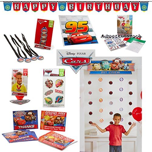 Disney Cars Birthday Party Decoration and Favor Kit With Invitations and Thank Yous (16 Guests)