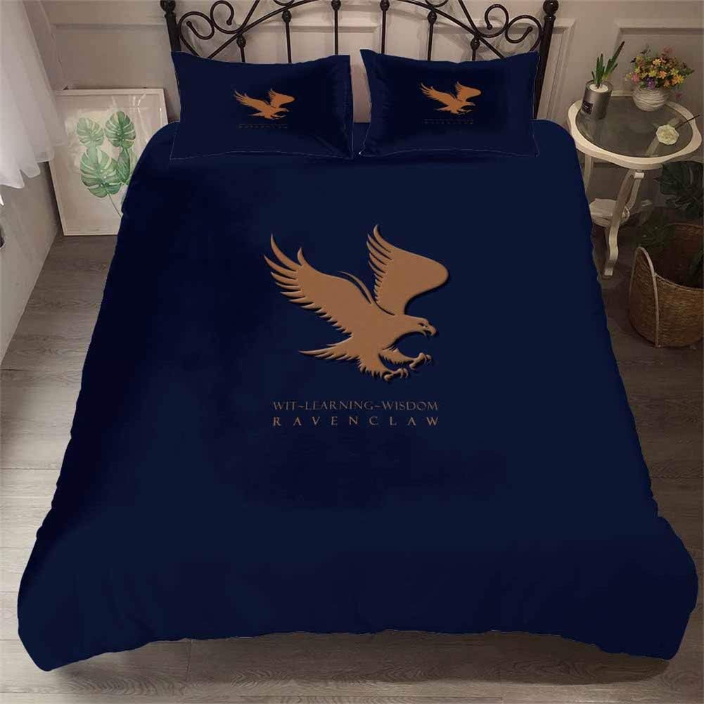 NICHIYO Harry Potter School of Magic Bedding Set - Duvet Cover and Two Pillow Cases Microfibre 3D Digital Print Three-Piece Set, 07, King 220x240cm