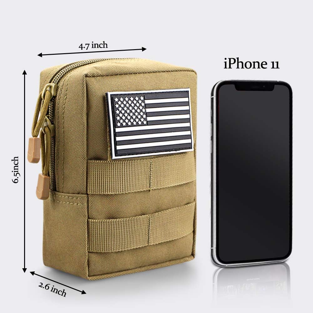Monoki Molle Pouches, 2 Pack Tactical Waist Bag Water-Resistant EDC Small Pouch Bags with D-Ring Hooks : Sports & Outdoors