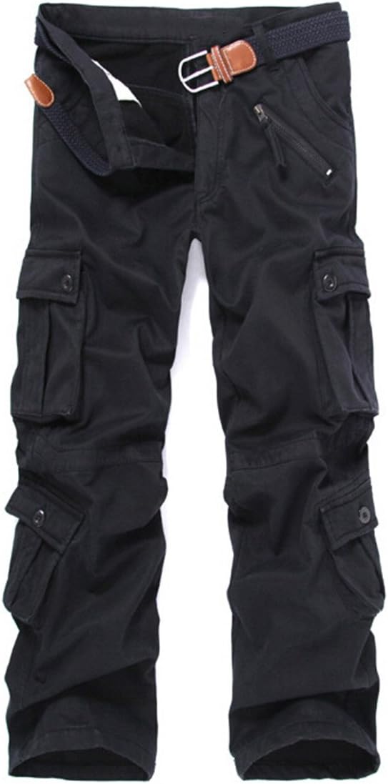 Congs Men's Winter Fleece Lined Military Cargo Pants Casual Outdoor Pants
