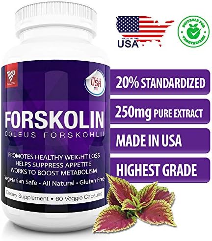 Valens® 100% Pure Forskolin Extract - 20% Standardized 250mg - 60 Capsules - Belly Buster Supplement Formula for Weight Loss - Provides Fuel for a Healthy Metabolism - Best Quality Diet Pills