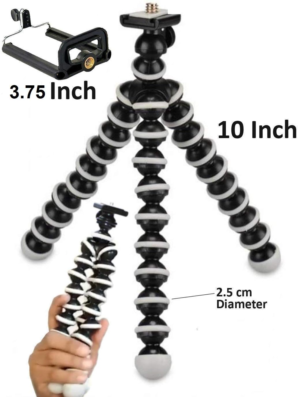 Ispite Cell Phone Octopus 10 Inch Mini Gorilla Lightweight Bendable Foldable Flexible Tripod Stand with Universal Mobile…