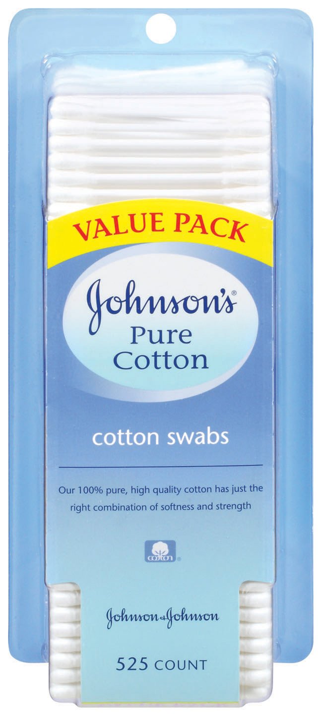 Johnson's Baby Pure Cotton Swabs, 525 Count (Pack of 2)