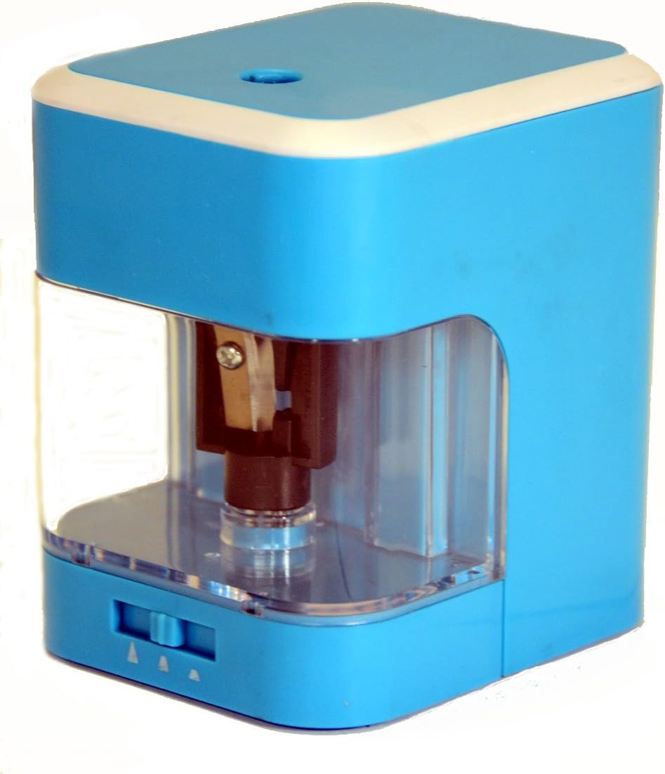 Battery Operated Desktop Pencil Sharpener, Adjustable Sharpness, Blue