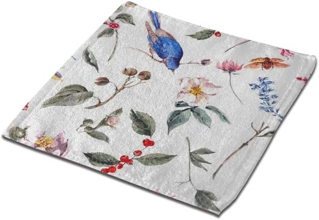 Amazon Co Jp 水彩の鳥と昆虫 タオル ハンドタオル 業務 家庭用 おしぼり おしゃれ 人気 柔らか肌触り 瞬間吸水 速乾 フェイスタオル ホーム キッチン