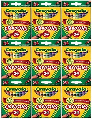 Crayola 24 Count Box of Crayons Non-Toxic Color Coloring School Supplies (9 Packs) by Crayola