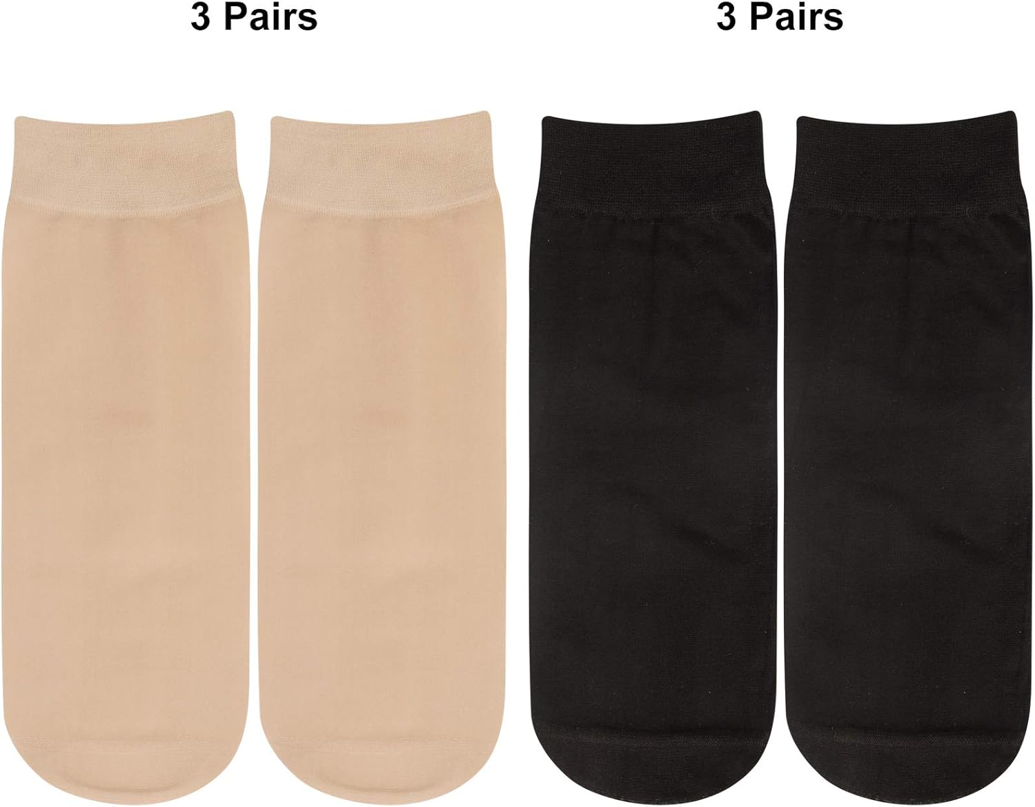 Chalier 6-12 Pairs Women Sheer Socks Soft Nylon Ankle High Tights Silky Hosiery Short Socks(Beige Black, one size) at  Women’s Clothing store