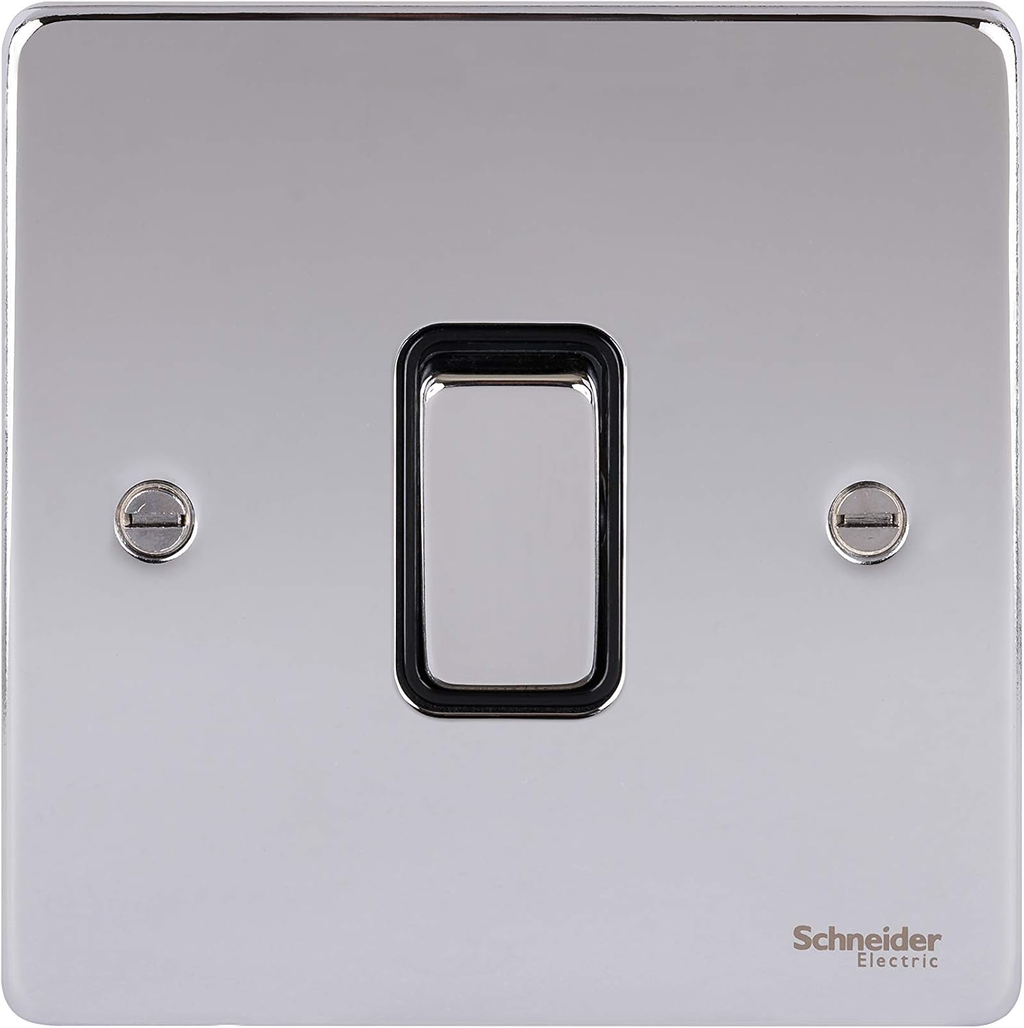 Schneider Electric Ultimate Low Profile - Single 2 Way Light Switch, GU1512BPC, Polished Chrome with Black Insert