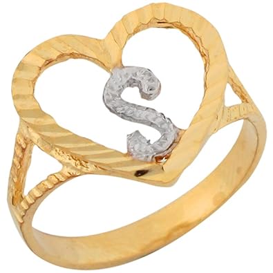 Amazoncom 10k Two Tone Gold 136cm Fancy Script Letter S Beautiful