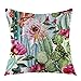 oFloral Cactus Flower Rose Throw Pillow Cover Watercolor Pillow Case Square Cushion Cover for Sofa Couch Home Car Bedroom Living Room Decorative 18
