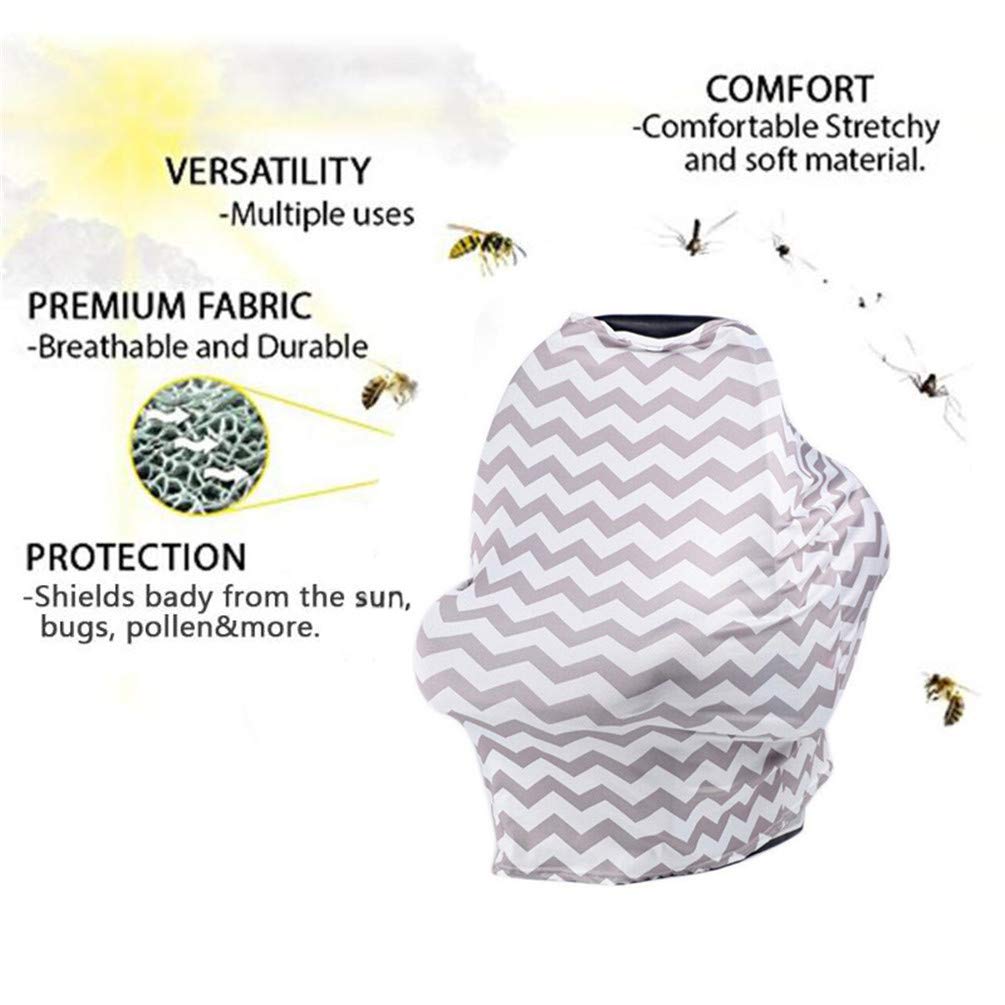 Nursing Cover Scarf,Baby Breastfeeding Car Seat Canopy, Shopping Cart, Perfect Skirt，High Chair, Stroller and Carseat Covers 6-in-1 Canopy & Nursing Cover for Boys and Girls- Best Gift for Mom