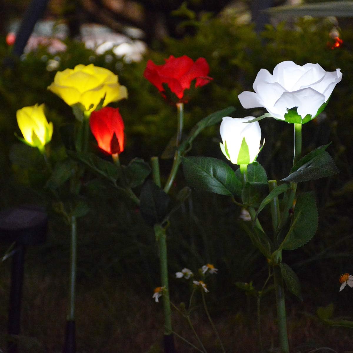 Best Solar Garden Flower Lights Red Rose Glass