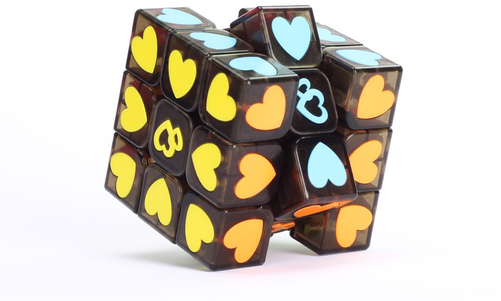 Playwin 3x3 Speed Cube Puzzle Without Stickers Sweet Love Magic Cube Romantic Magic (Black)