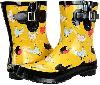 rain boots with chickens on them