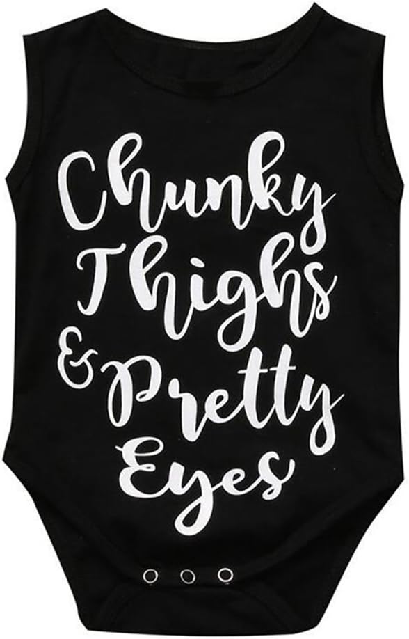 Kingte Chunky Thighs Pretty Eyes Funny Bodysuits Rompers Outfits Newborn Baby Girls Baby Boys 3-24 Months
