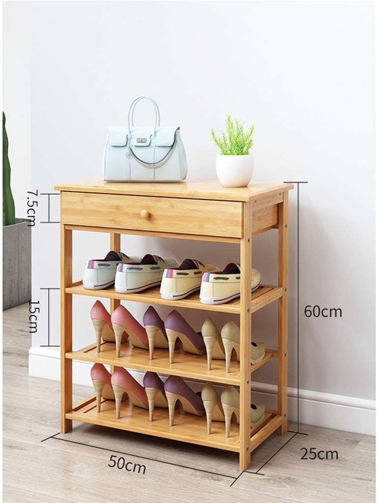 bamboo shoe rack amazon on Amazon Com Hallway Furniture Indoor Shoe Organizer 4 Tier Bamboo Shoe Rack Shelf With One Drawer Clothes Rack Shoe Storage Shelves Free Standing Flat Racks Classic Style Multi Function Shelf Organizer Shoe