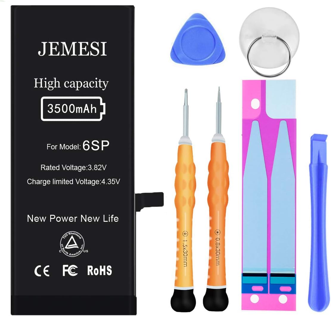 JEMESI Battery for iPhone 6S Plus, New 3500mAh Ultra High Capacity Li-Polymer Battery Replacement, with Professional Repair Tools and Installation Manual-1 Year Warranty
