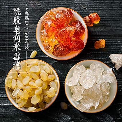 Amazon Com 桃胶皂角米雪燕组合500g 精修桃胶250g 双荚皂角米125g 雪燕125g Grocery Gourmet Food