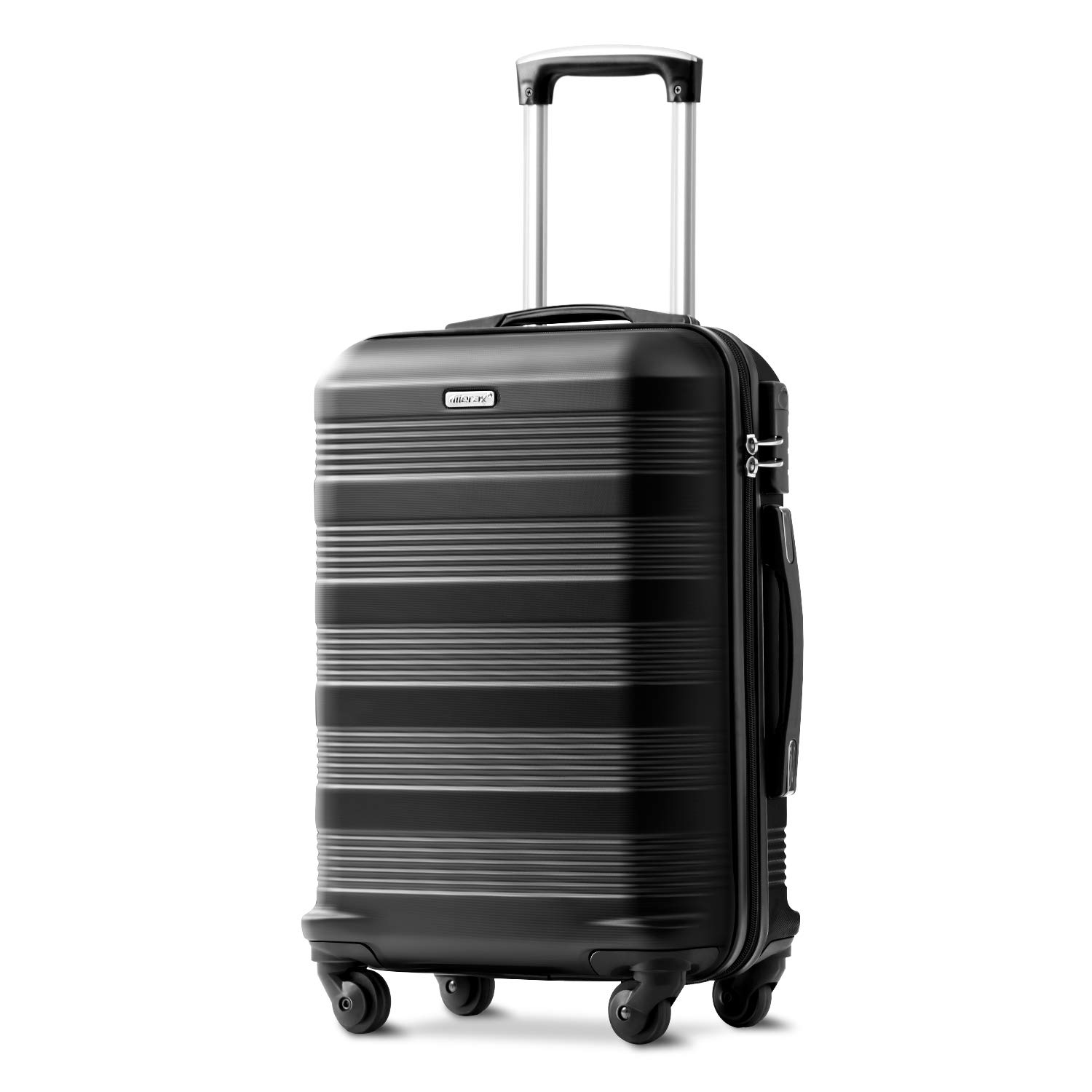 Merax Black 20 inches Suitcase, Super Lightweight ABS Hard Shell Travel Luggage with 360° Spinner Wheels - 1 Year Warranty