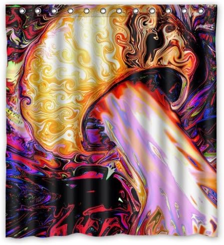 Eco-friendly Colorful Abstract Mushroom Trippy Art Shower Curtain Waterproof Bathroom Curtain Liner with Hook 66" x 72"