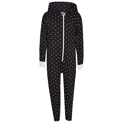 A2Z 4 Kids® Kinder Mädchen Jungen Strampelanzug Designer Polka Punkte Aufdruck Baumwolle Mit Kapuzen Strampelanzug Alles in Einem Overall Playsuit Alter 2 3 4 5 6 7 8 9 10 11 12 13 Jahre